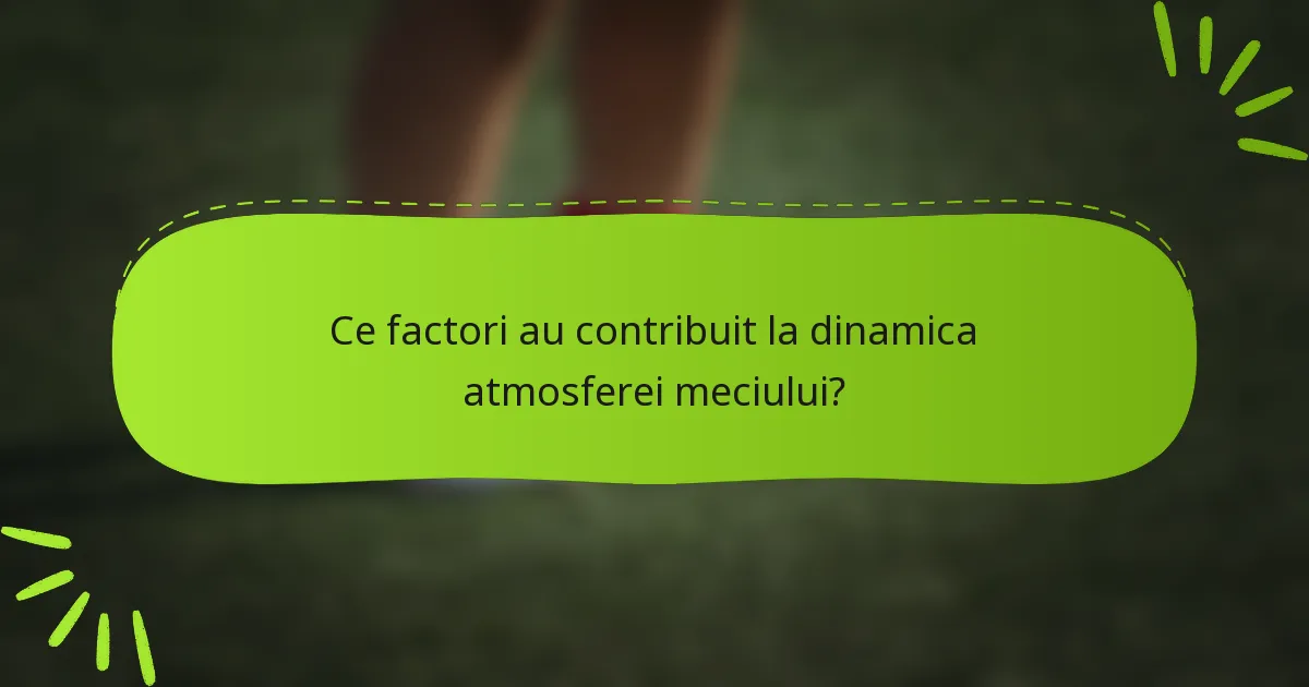 Ce factori au contribuit la dinamica atmosferei meciului?
