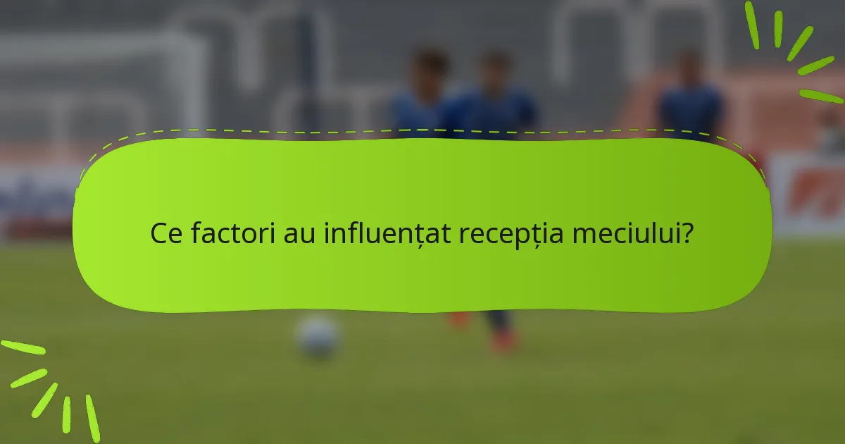 Ce factori au influențat recepția meciului?