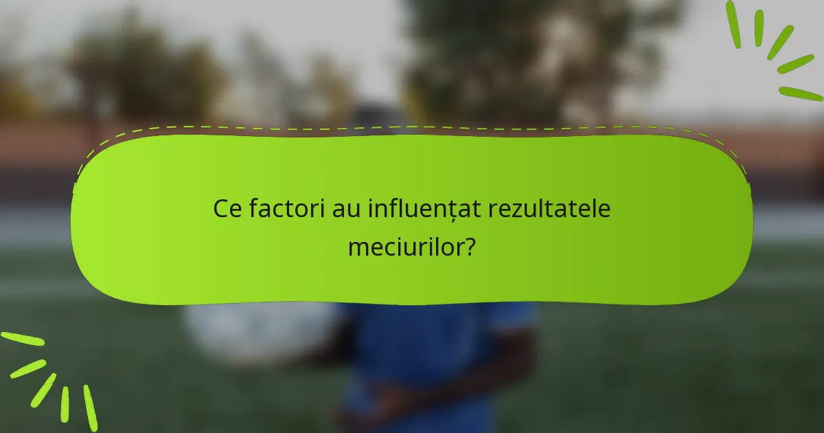 Ce factori au influențat rezultatele meciurilor?