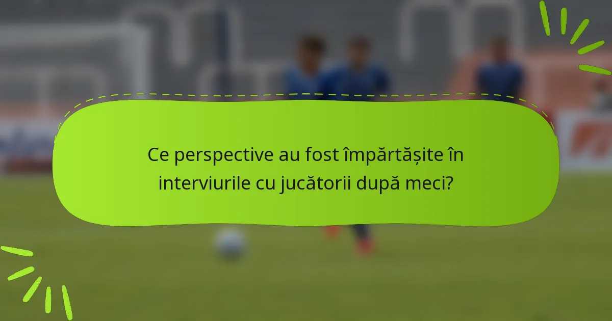 Ce perspective au fost împărtășite în interviurile cu jucătorii după meci?