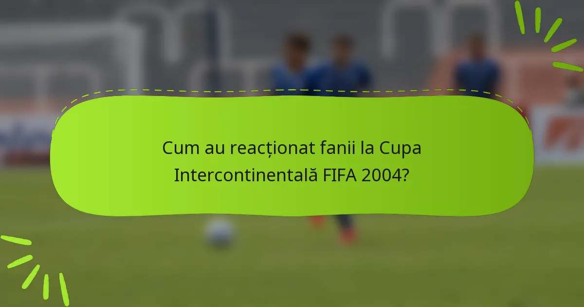 Cum au reacționat fanii la Cupa Intercontinentală FIFA 2004?